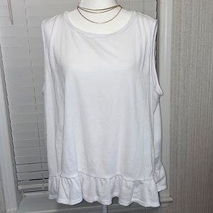 Michael Kors White Flowy Sleeveless Top Ruffled 1X